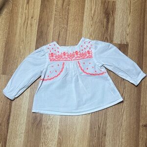 Baby B’gosh Embroidered White and Bright Orange Kids Top 12M